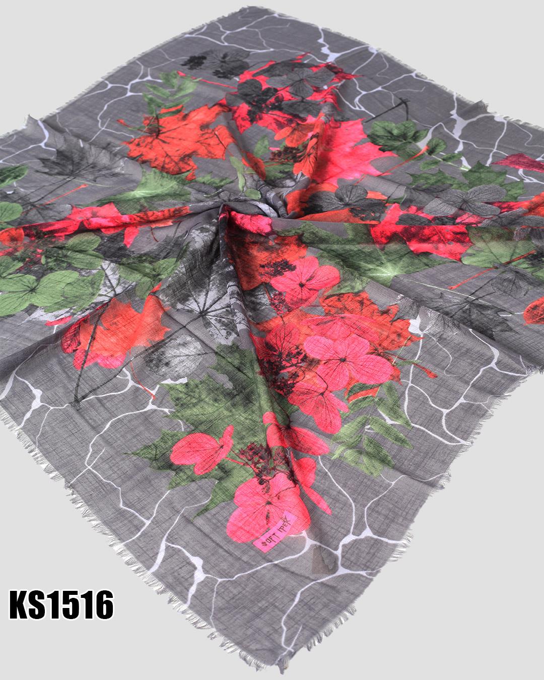 Soft İpek 100*100cm Flamlı Eşarp KS1516-1413KS1516