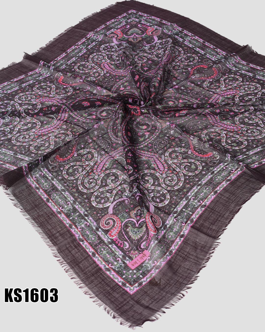 Soft İpek 100*100cm Flamlı Eşarp KS1603-1424KS1603