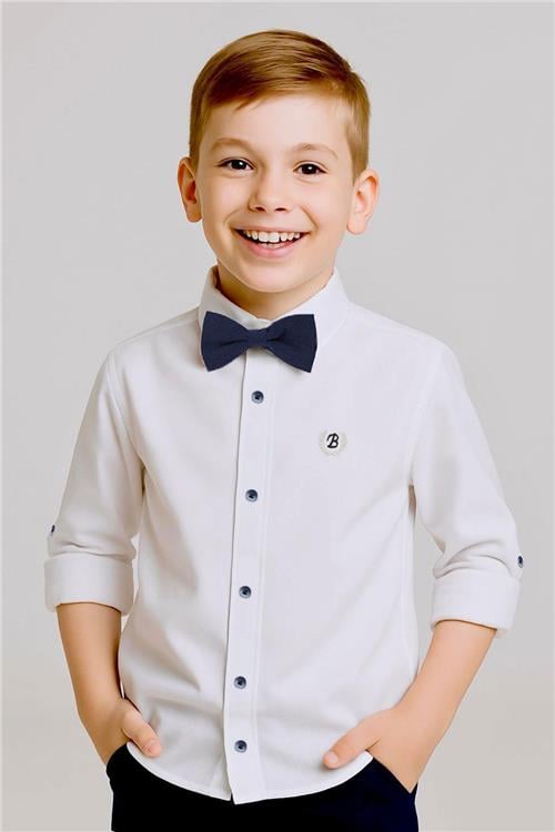Breeze Erkek Çocuk Gömlek Papyonlu Beyaz (3-7 Yaş)