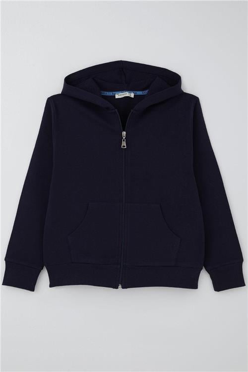 Breeze Erkek Çocuk Hırka Basic Kapüşonlu Fermuarlı Lacivert (6-10 Yaş)