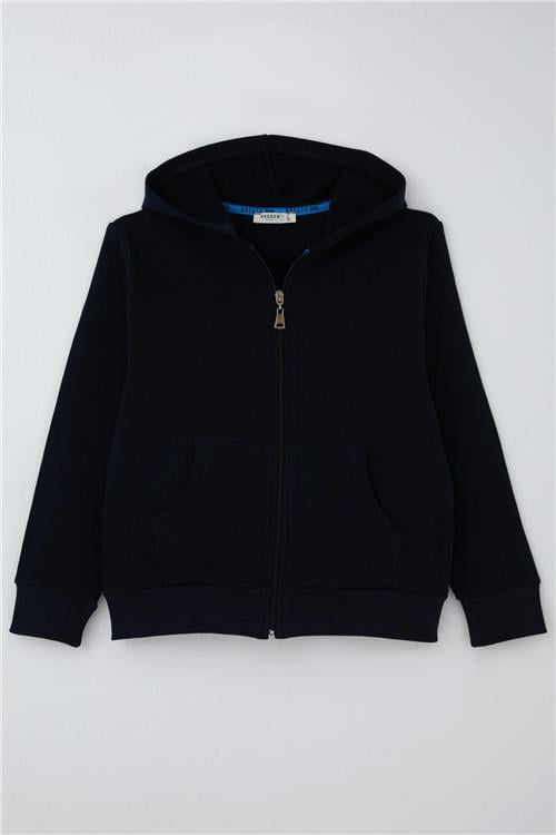 Breeze Erkek Çocuk Hırka Basic Kapüşonlu Fermuarlı Lacivert (6-10 Yaş)