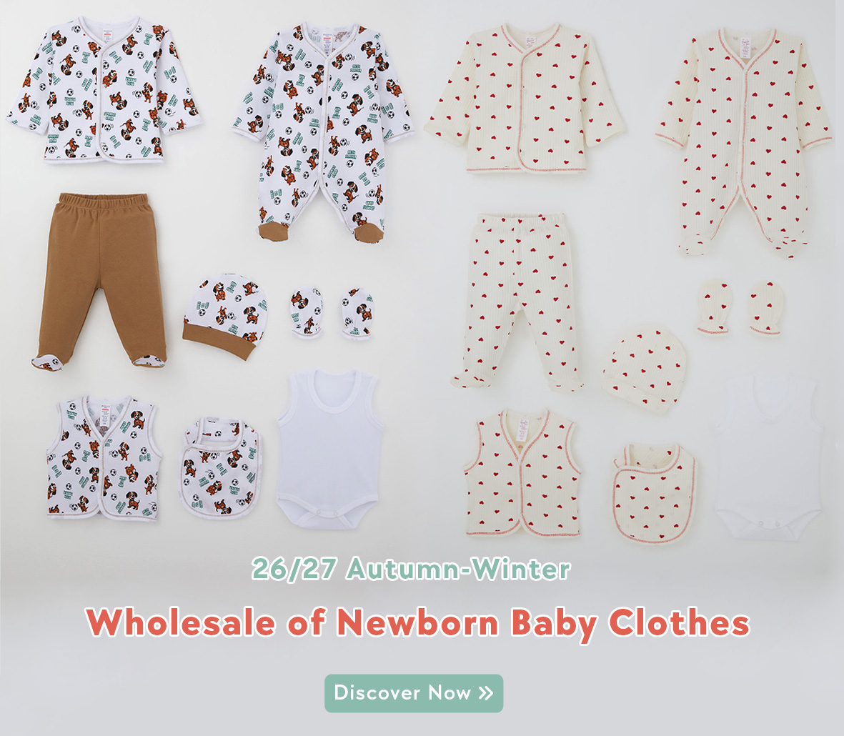 Discover the 26/27 Autumn-Winter collection of newborn baby sets from Breeze at wholesale prices!