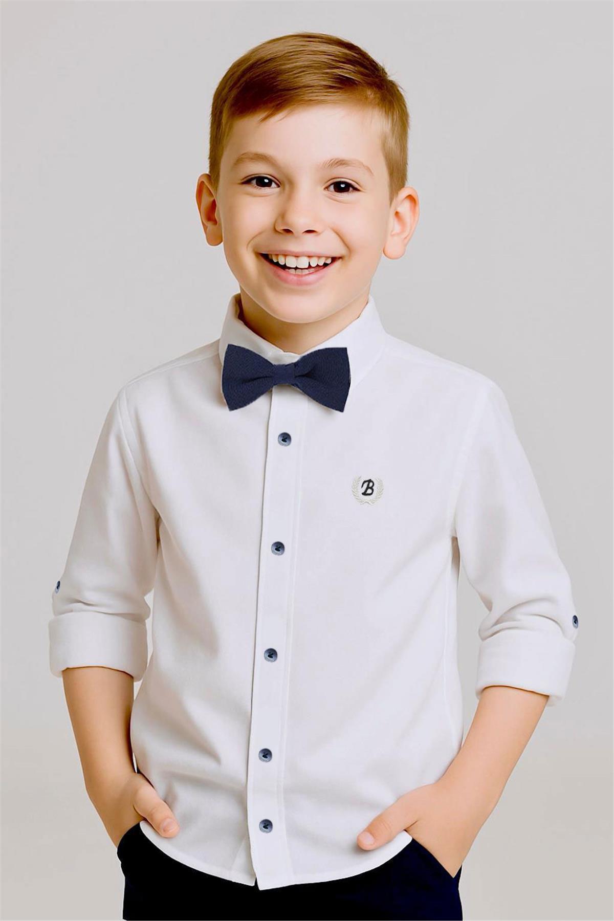 Breeze Erkek Çocuk Gömlek Papyonlu Beyaz (3-7 Yaş)