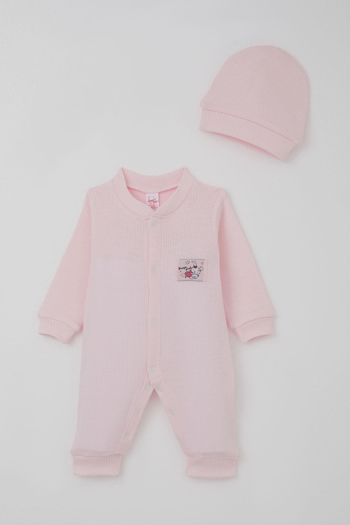 Breeze Kız Bebek Tulum Sevimli Minik Tavşancık Armalı Çıtçıtlı Pembe (0-6 Ay)