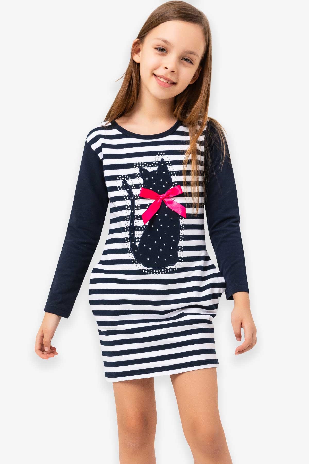Kız Çocuk Tunik Elbise Lacivert 4-9 Yaş - Toptan Çocuk Giyim | Breeze