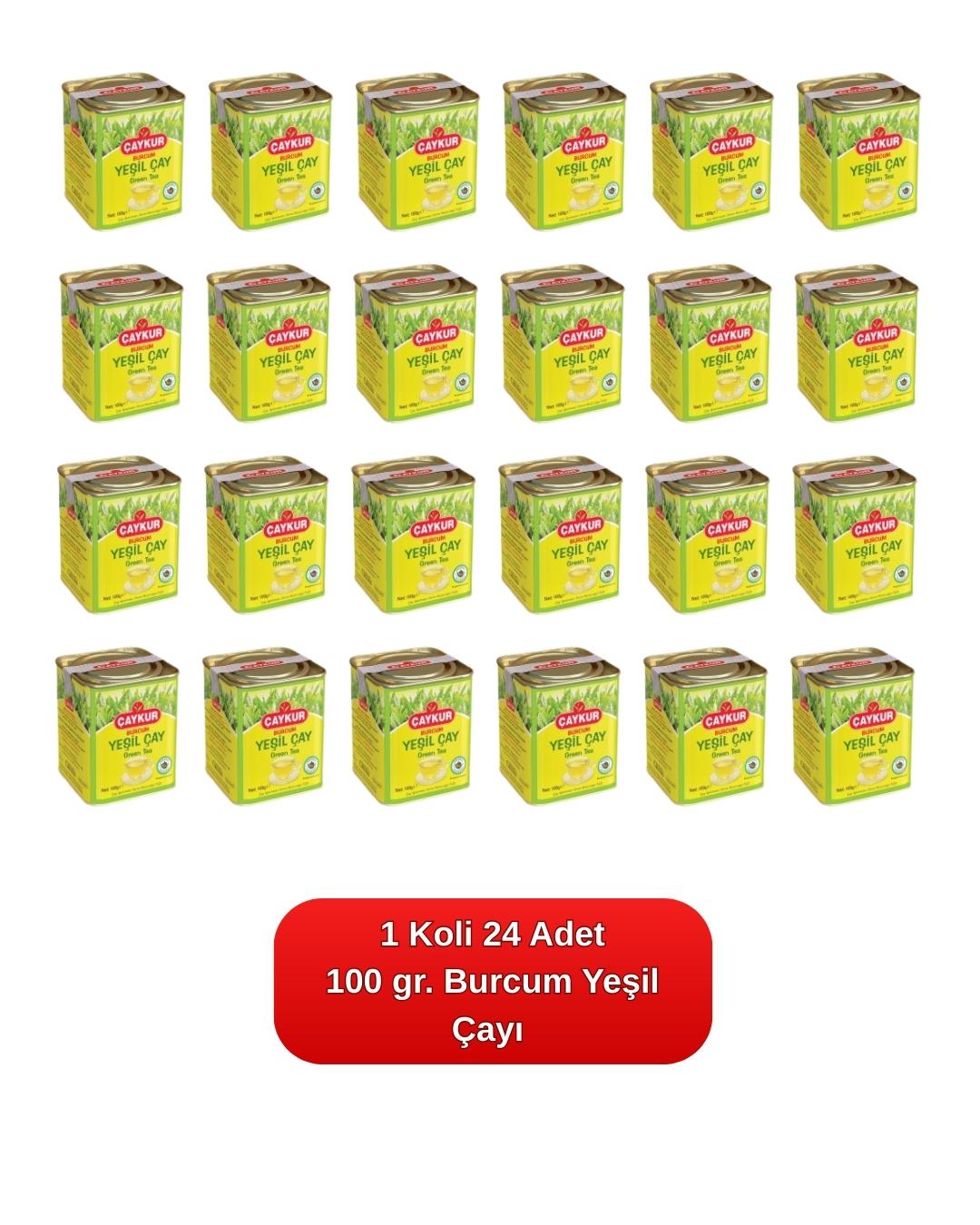 Burcum Yeşil Çayı Teneke Kutu 100 gr. 24'lü Koli
