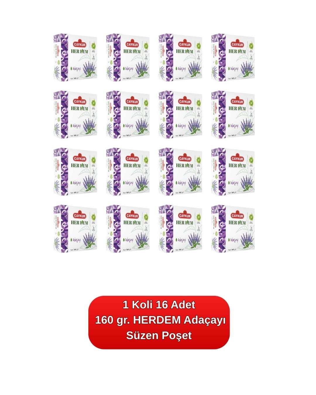 HERDEM Yeşil Adaçayı Süzen Poşet 160 gr. 16'lı Koli  
