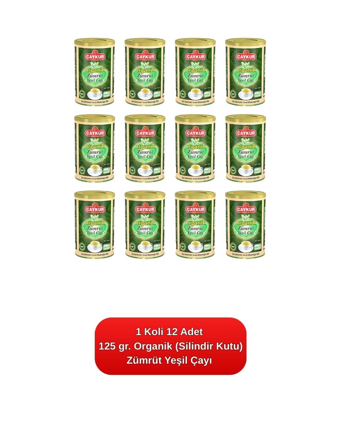 Organik (Silindir Kutu) Zümrüt Yeşil Çay 125 gr. 12'li Koli 
