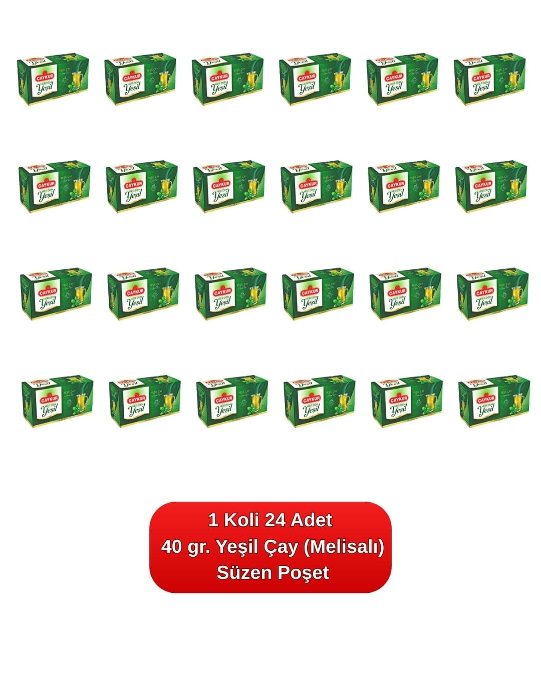 Yeşil Çay Süzen Poşet (Melisalı) 40 gr. 24'lü Koli 
