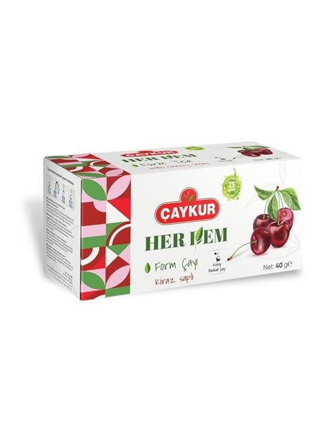 Çaykur Herdem Yeşil Çay Karışımlı Kiraz Saplı Form Çayı – 40 gr 