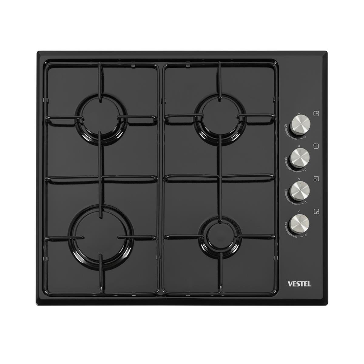 VestelAnkastre OcaklarVestel AOB - 6004 4 Gaz Yandan Ateşlemeli Siyah Ankastre Ocak