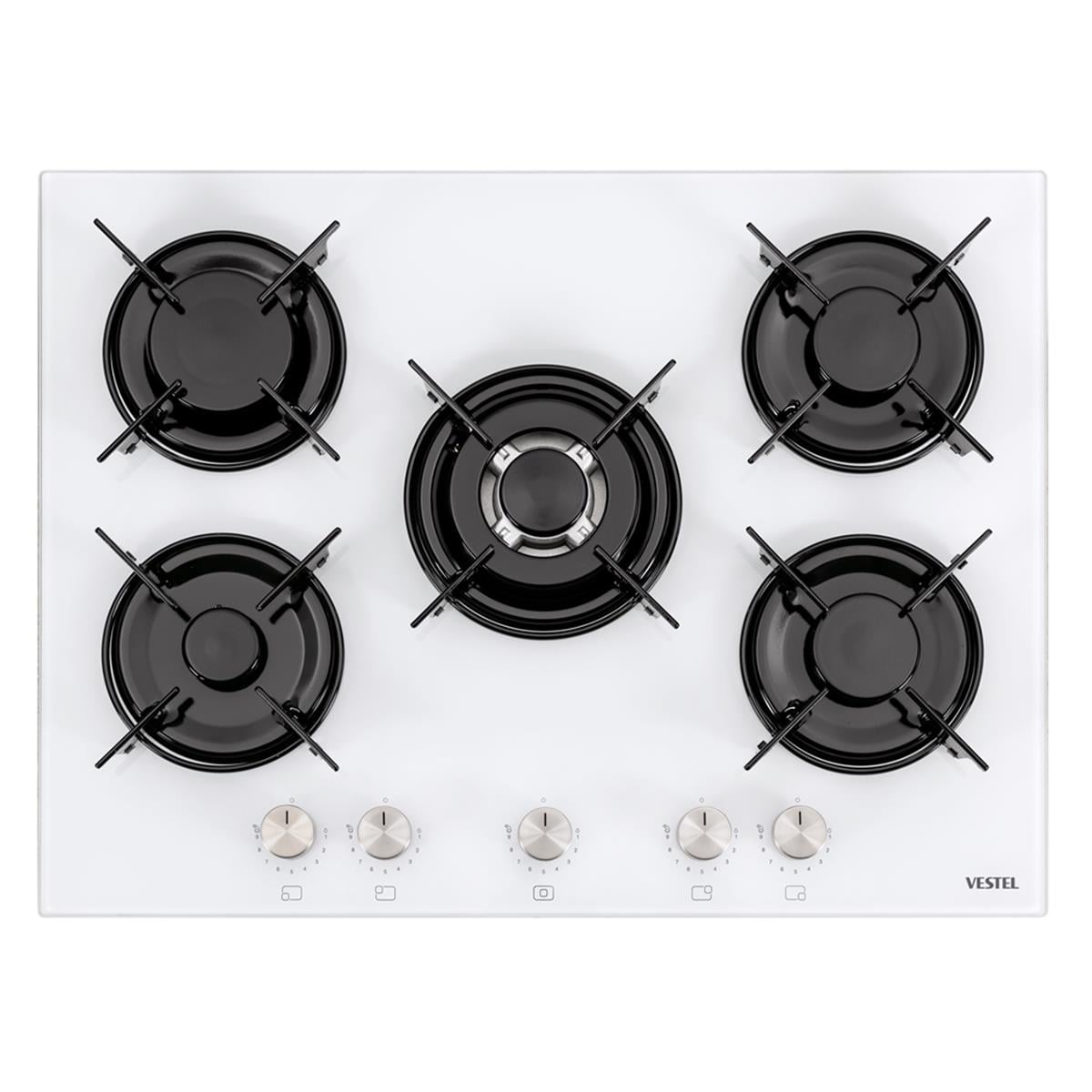 VestelAnkastre OcaklarVestel BH - 7115 WW 5 Göz Gaz Önden Kontrol Beyaz Cam Tablalı Çerçeveli Ocak