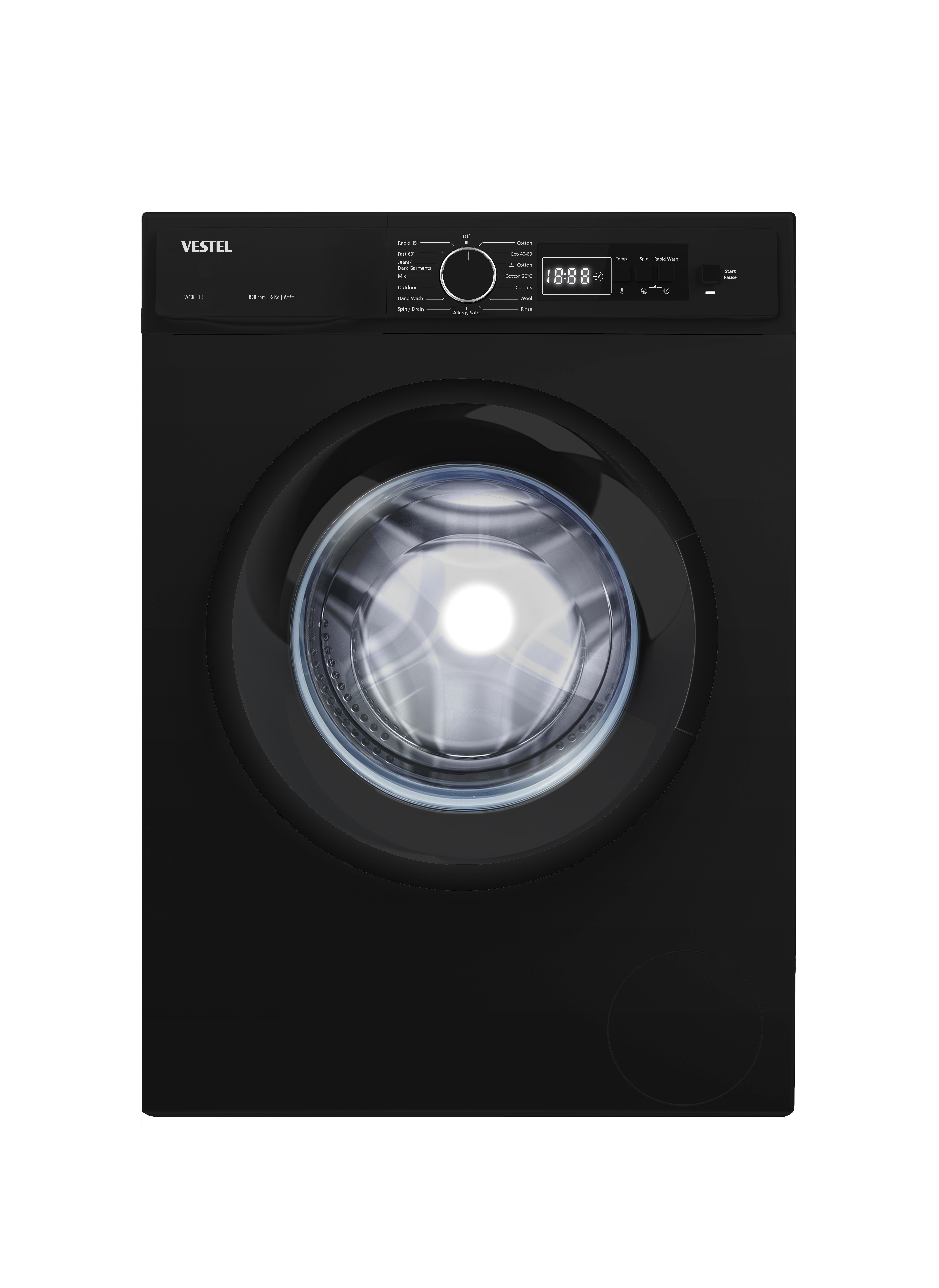 VestelÇamaşır MakineleriVestel W 610T1 B 6Kg Çamaşır Makinesi A++ Siyah