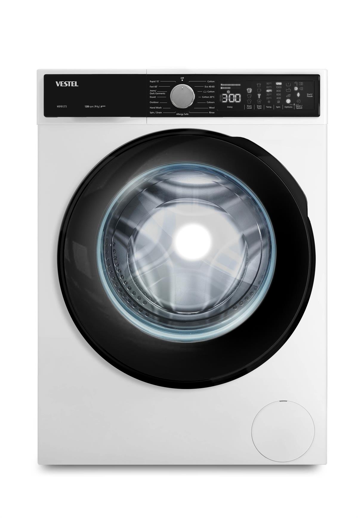 VestelÇamaşır MakineleriVestel WB9B12T3 9Kg Çamaşır Makinesi Beyaz İnverter Geniş Kapak A+++