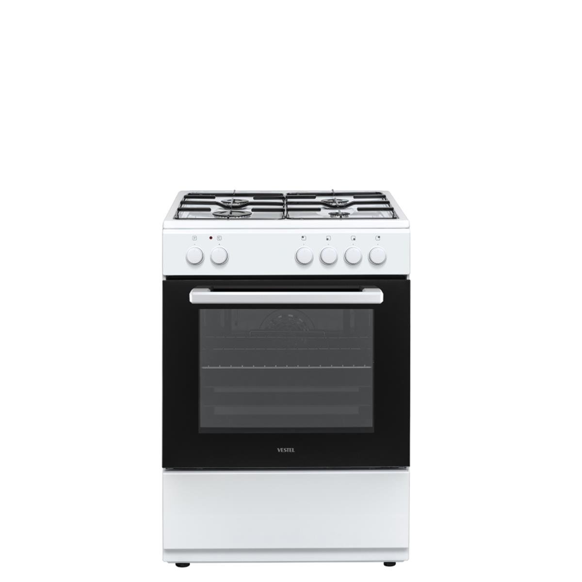 VestelSolo FırınlarVestel F66T40 60 cm, Elektrikli fırın, 4 Göz Gaz,  Beyaz, 86-60-62 cm
