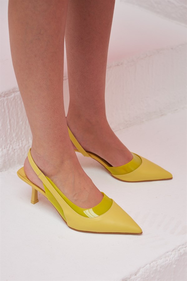 Lucid Sarı Şeffaf Detaylı Kadın Topuklu Ayakkabı