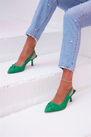 Losa Yeşil Düğüm Detaylı Kadın Topuklu Ayakkabı