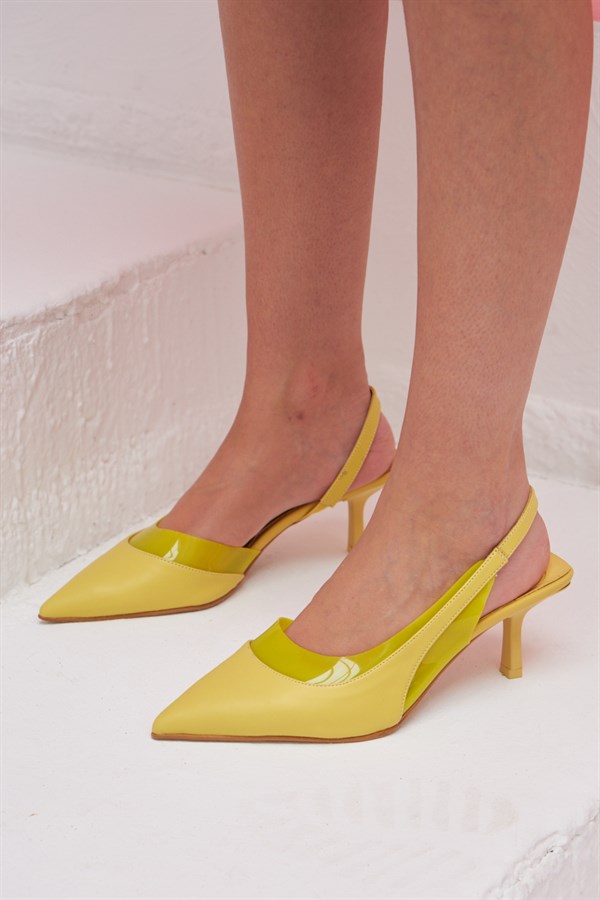 Lucid Sarı Şeffaf Detaylı Kadın Topuklu Ayakkabı