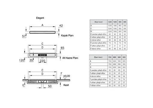 DK100 Elegant Mat  Alttan-Yandan Duş Kanalı  5701239