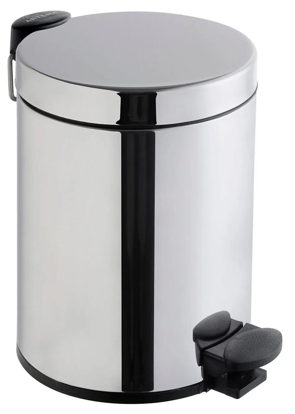 Artema Arkitekta Çöp Kovası (5 Litre), Parlak Paslanmaz Çelik, A44055 