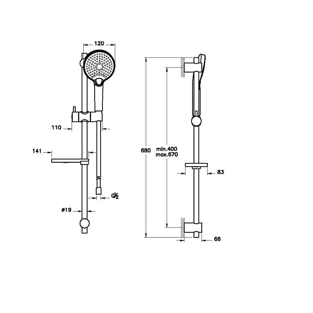 Artema Duşu Takımı, Bliss 3F, Sürgülü El, Mat Siyah, A4574336
