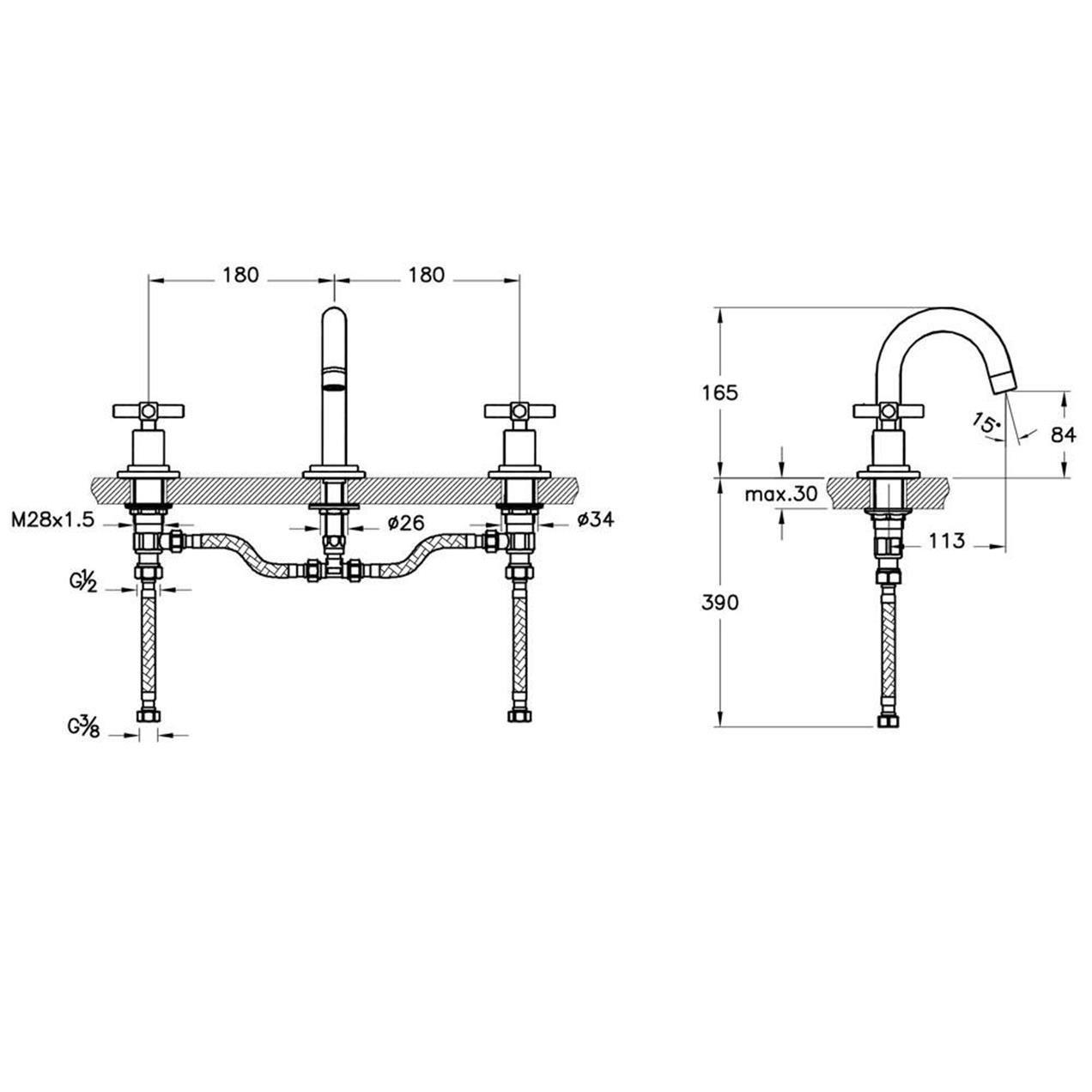 Artema Juno 3 Delikli Ankastre Lavabo Bataryası Krom A40861