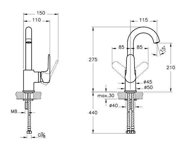 Artema Lavabo Bataryası, Root Round, Döner Borulu, A42754
