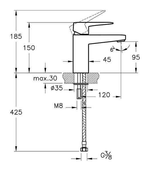 Artema Lavabo Bataryası, Root Square, Krom, A42732