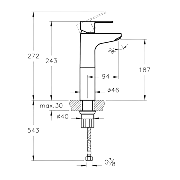 Artema Lavabo Bataryası, Win S, Yüksek, Krom, A42586