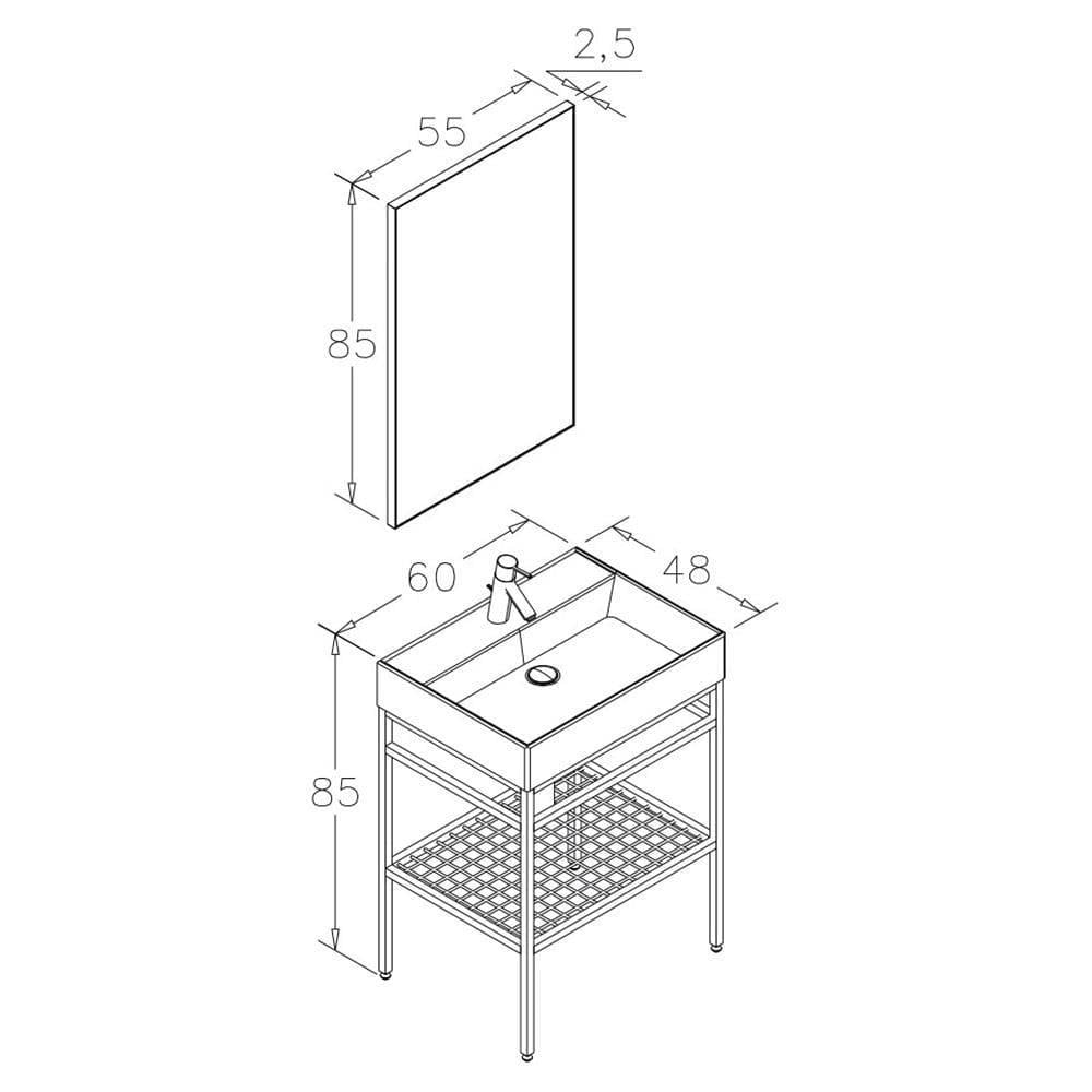 Orka CapeTown Banyo Dolabı Takımı, 60 cm (Parlak Beyaz Lavabo), 5000142