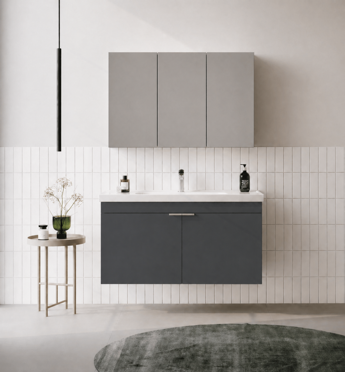 Orka Desna 100 cm, Mat Antrasit, Banyo Dolabı Takımı, (Dolaplı Ayna), 5008733