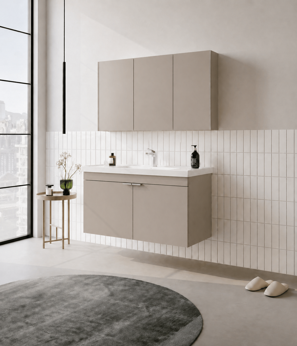 Orka Desna 100 cm, Çöl Beji, Banyo Dolabı Takımı, (Dolaplı Ayna), 5008749