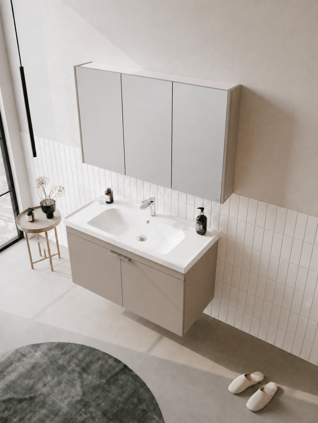Orka Desna 100 cm, Çöl Beji, Banyo Dolabı Takımı, (Dolaplı Ayna), 5008749
