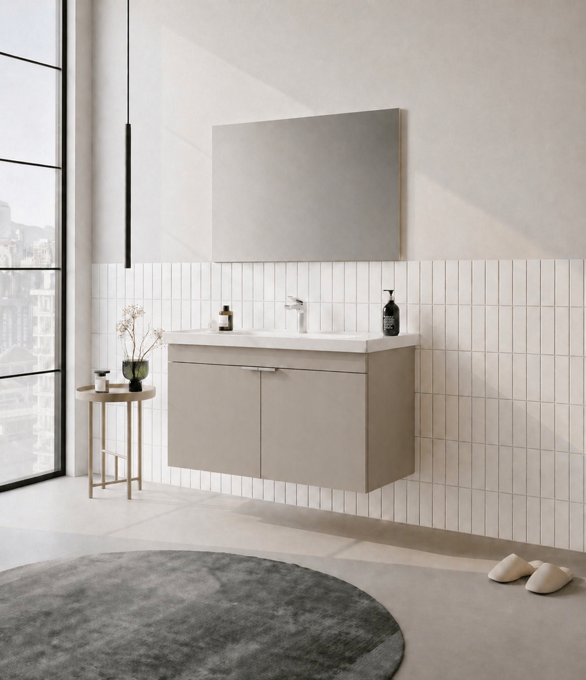 Orka Desna 100 cm, Çöl Beji, Banyo Dolabı Takımı, (Düz Ayna), 5008752