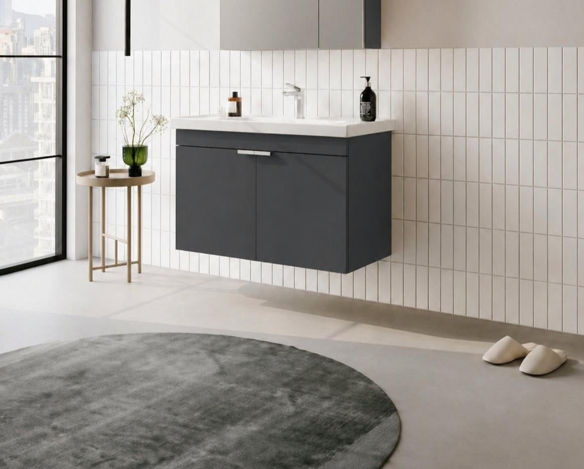 Orka Desna 90 cm, Mat Antrasit, Banyo Dolabı Alt Modül Ve Lavabo, 5007933