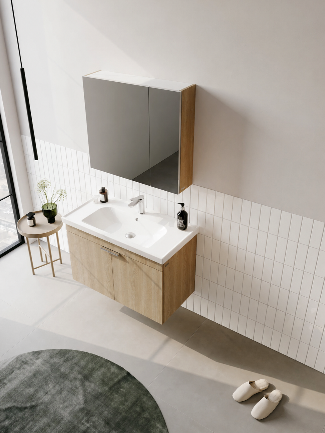 Orka Desna 90 cm, Budva, Banyo Dolabı Takımı, (Dolaplı Ayna), 5007917