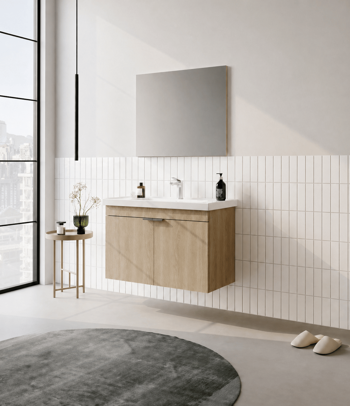 Orka Desna 90 cm, Budva, Banyo Dolabı Takımı, (Düz Ayna), 5008551