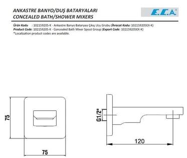 ECA Tiera Çıkış Ucu, Mat Siyah, 102159205C1-K