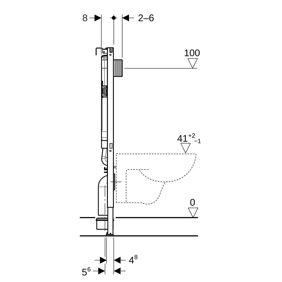 Geberit Alpha Gömme Rezervuar Duvar Önü Alçıpan Uygulamalı Set, İnce, 458.175.00.1