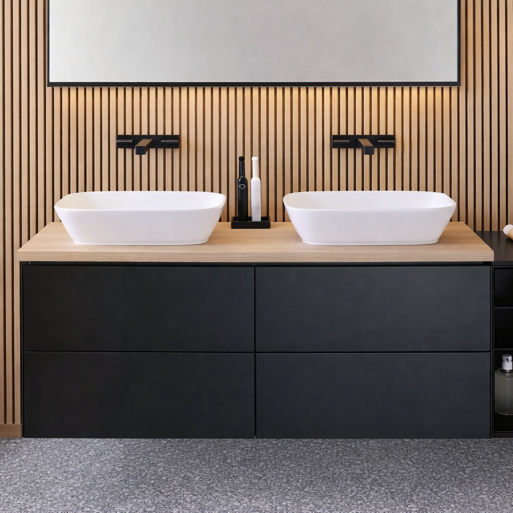 Geberit One Köşeli Tasarımlı Lavabo Bataryası, Mat siyah, 116.465.14.1