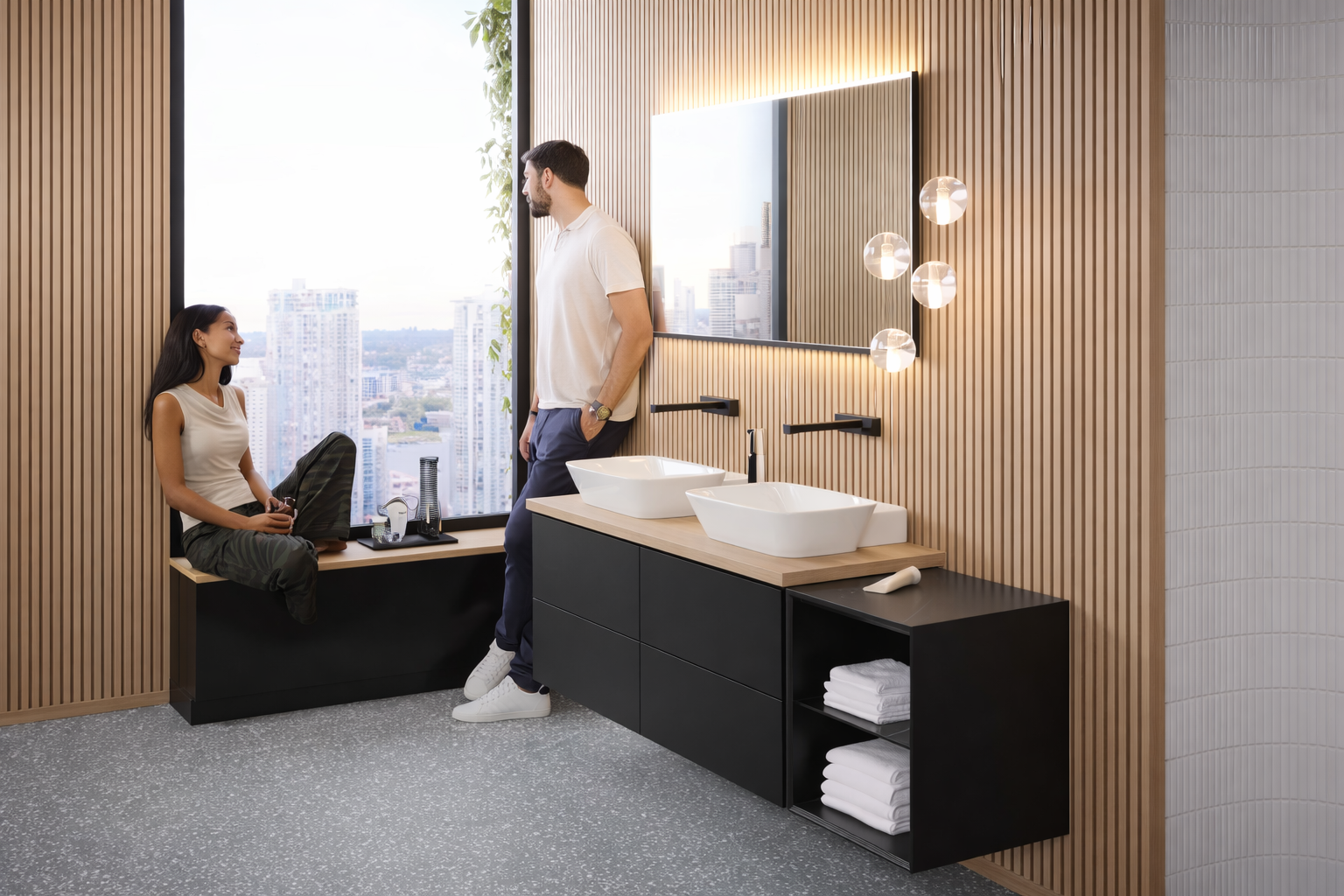 Geberit One Köşeli Tasarımlı Lavabo Bataryası, Mat siyah, 116.465.14.1