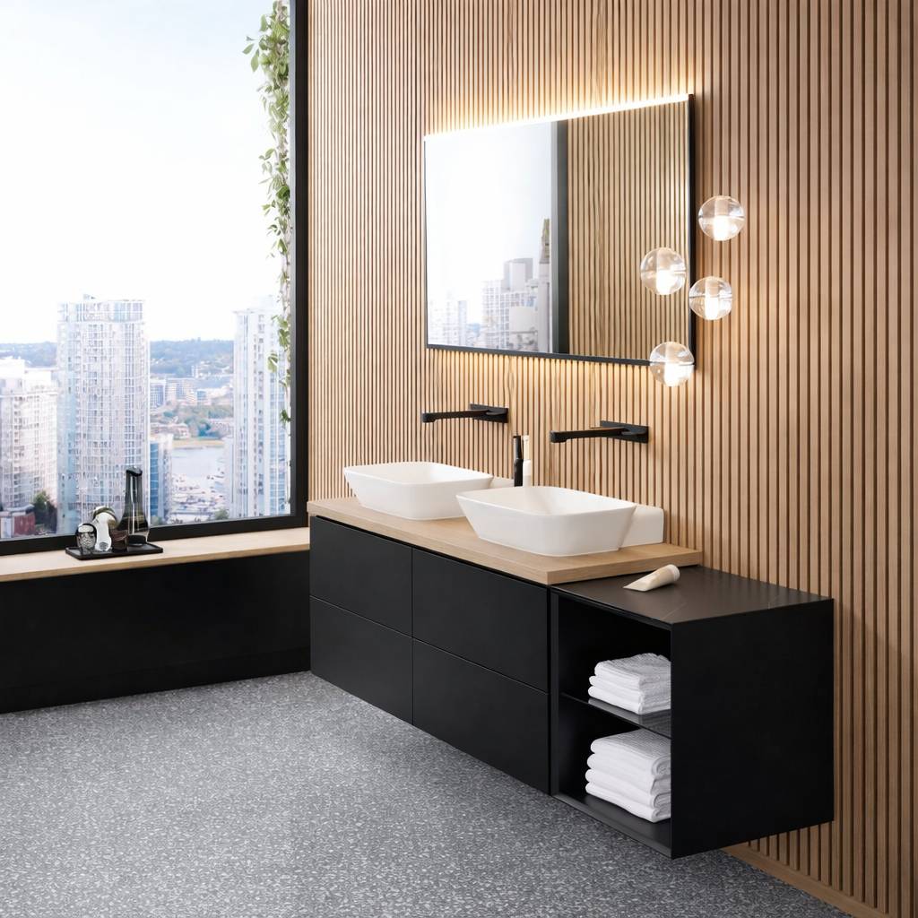 Geberit One Köşeli Tasarımlı Lavabo Bataryası, Mat siyah, 116.465.14.1