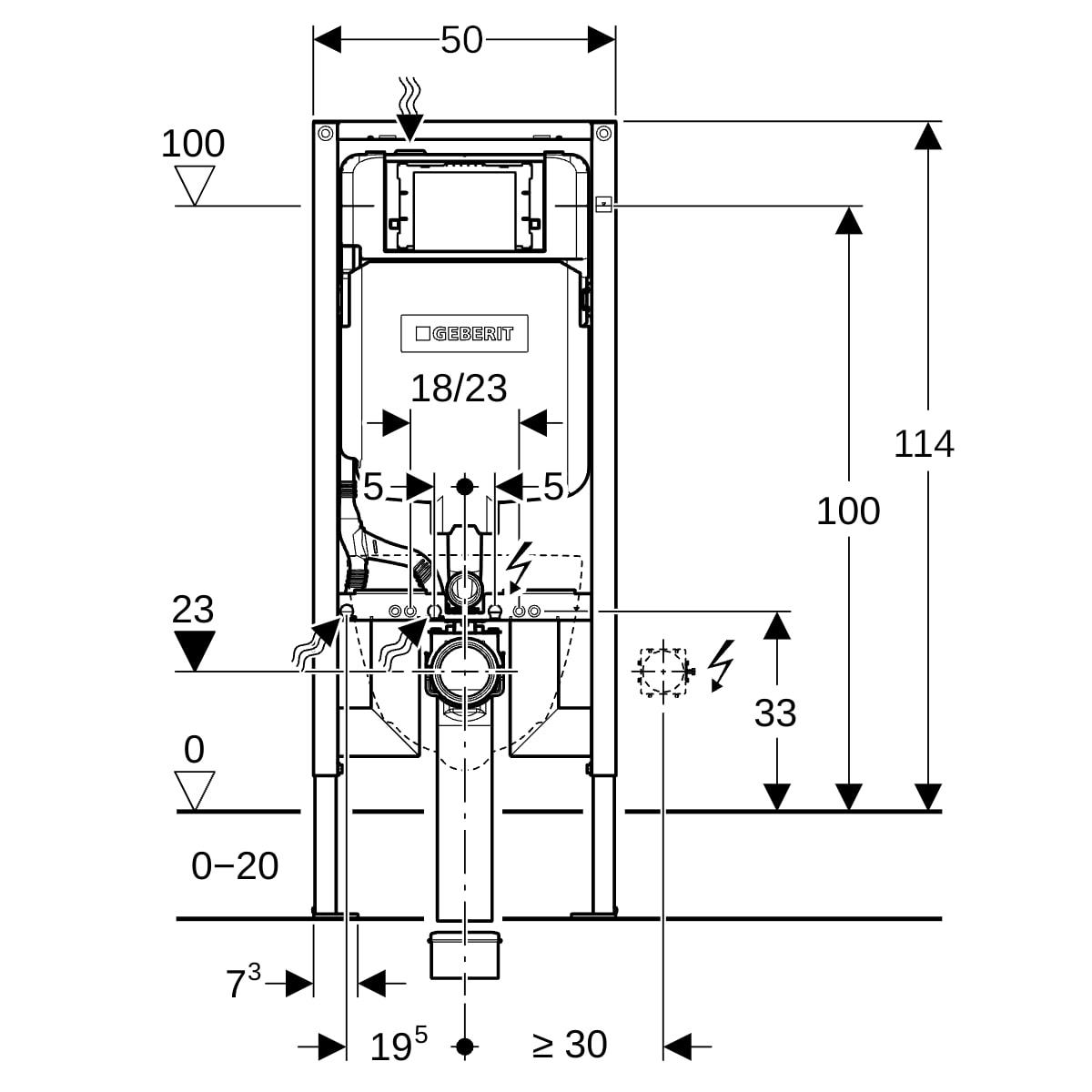 Geberit Sıgma Gömme Rezervuar Duvar Önü Alçıpan Uygulamalı Set, İnce,111.796.00.1