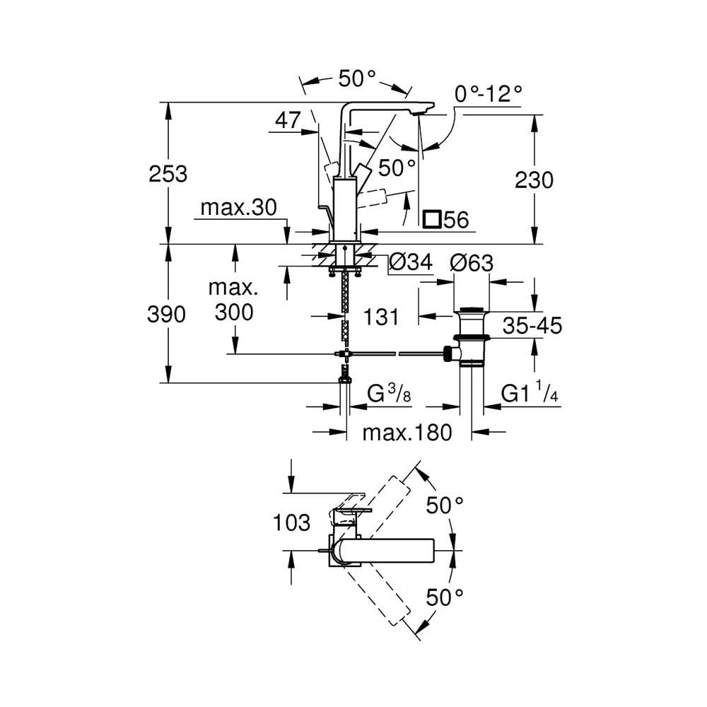 Grohe Allure Lavabo Bataryası, Sifon Kumandalı, Krom ,32146001