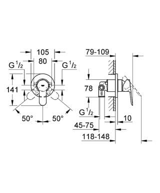 Grohe Bauedge Ankastre Duş Bataryası Krom, 29040000