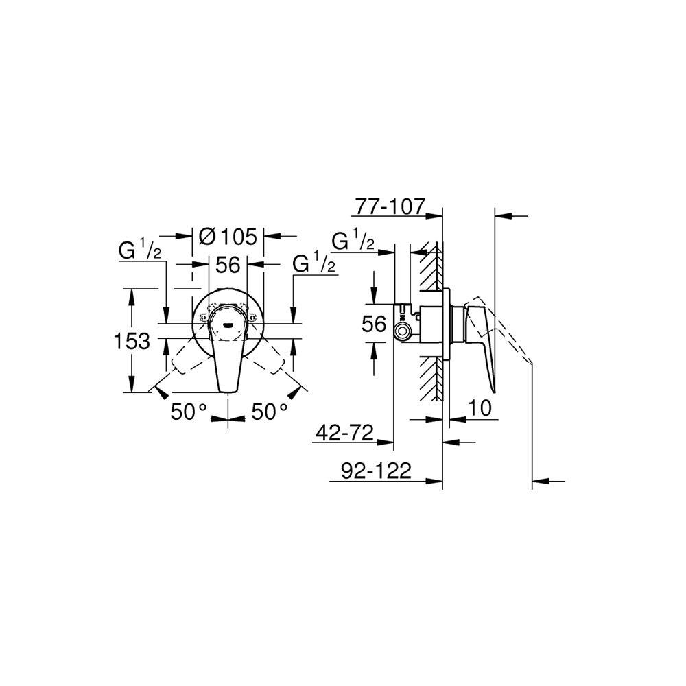 Grohe BauEdge Ankastre Duş Bataryası Krom, 29040001