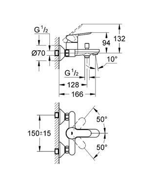 Grohe BauEdge banyo bataryası Krom, 23605000