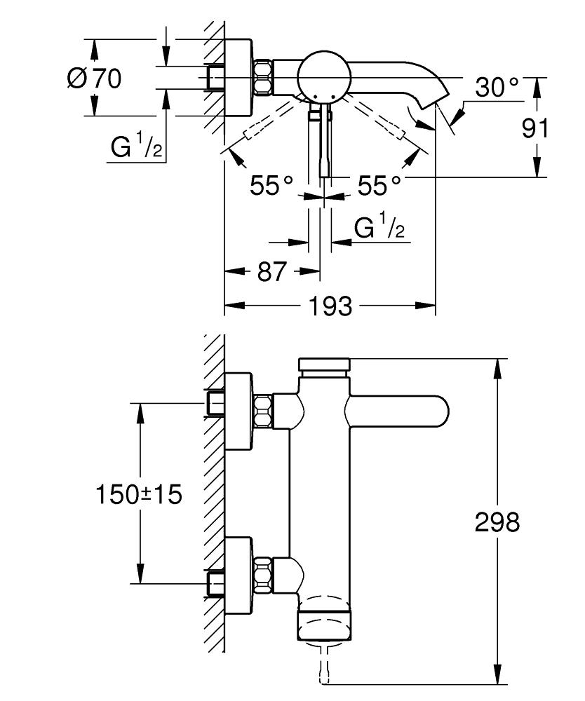 Grohe Essence Banyo Bataryası Krom, 25250001