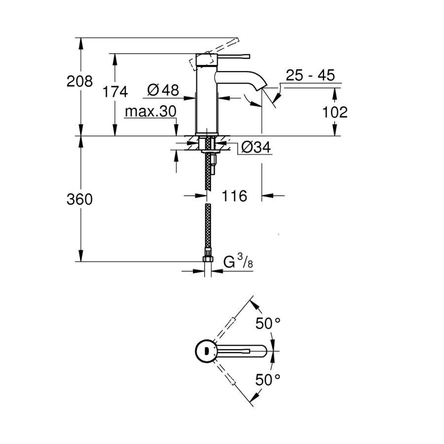 Grohe Essence New Lavabo Bataryası, Fırçalı Altın, 24172GN1