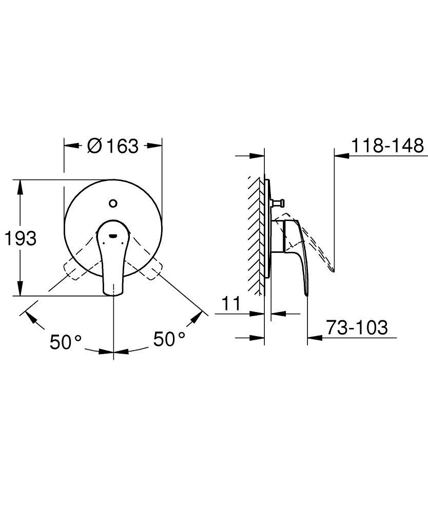 Grohe Eurosmart Ankastre Banyo/Duş Bataryası (Sıva Üstü Grubu), Mat Siyah, 194502433